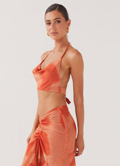 Zenta Cowl Neck Top - Copper