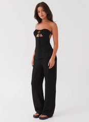 Jadey Waffle Pants - Black
