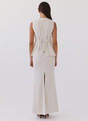 Born For Bordeaux Linen Midi Skirt - Oatmeal