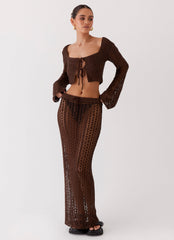Rosalina Crochet Maxi Skirt - Chocolate