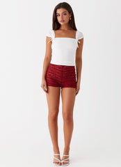 Desert Isle Mini Shorts - Red