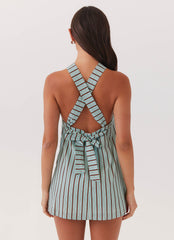 Keira Linen Micro Mini Dress - Coastal Stripe