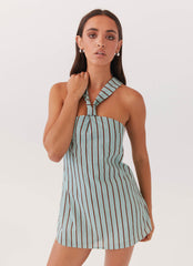 Keira Linen Micro Mini Dress - Coastal Stripe