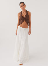 Moonstone Tiered Maxi Skirt - White