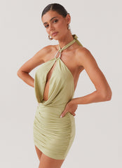 Samara Halterneck Mini Dress - Sage