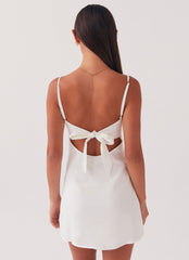 Flora Linen Mini Dress - White