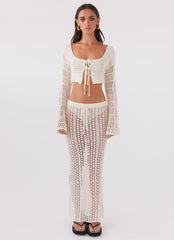 Rosalina Crochet Long Sleeve Top - Natural