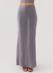 Josefina Satin Maxi Skirt - Slate