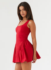 Sassy Soiree Corset Mini Dress - Red