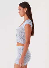 Blue Bird Knit Top - Blue Dusk