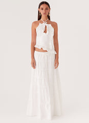 Mariella Linen Maxi Skirt - White