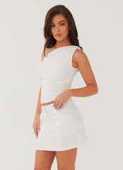 Marissa Linen One Shoulder Top - White