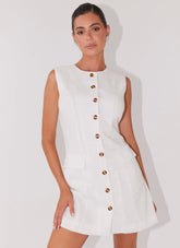 Castello Fiore Linen Mini Dress - White