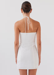 Island Echoes Linen Mini Dress - White