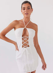 Island Echoes Linen Mini Dress - White