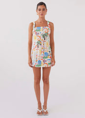 Tori Linen Mini Dress - Summer Palm