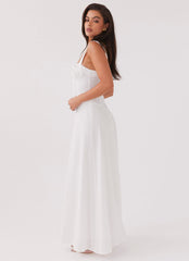 Lucie Linen Maxi Dress - White