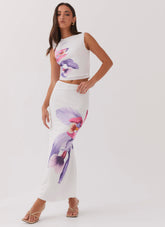 Waiting For Dawn Mesh Maxi Skirt - White