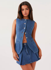 Ashlyn Denim Mini Skirt - Indigo