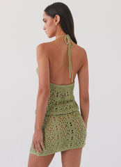 Free Mind Crochet Mini Skirt - Light Olive