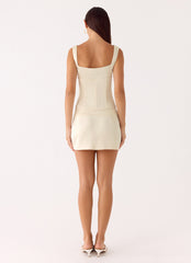 Posy Satin Mini Skirt - Ivory