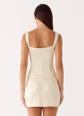 Posy Satin Top - Ivory