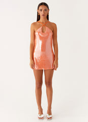 Radiant Energy Cowl Back Mini Dress - Orange