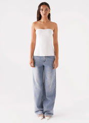 Rennie Linen Bustier Top - White