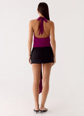 Right Back Halter Top - Maroon