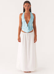Rio Dreams Cowl Neck Halter Top - Turquoise