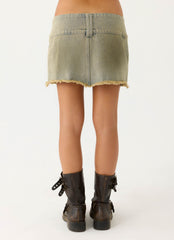Roman Low Rise Denim Mini Skort - Vintage Tan Wash