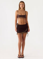 Sahana Beaded Mini Skirt - Chocolate