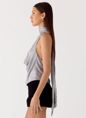 Shining Lights Cowl Top - Silver
