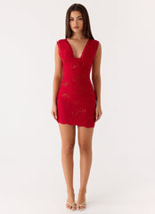 Sommers Lace Mini Dress - Red
