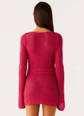 Sunriser Crochet Mini Dress - Pink