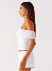 Tabby Off Shoulder Top - White
