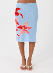 Tamia Midi Skirt - Blue Petal