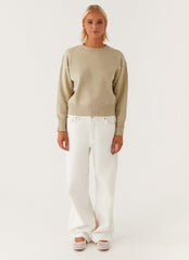 Thelma Oversized Knit Sweater - Pastel Green