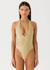 Trena Beaded One Piece Swimsuit - Olive