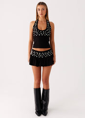 Vegas Nights Halter Neck Top - Black