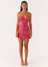 Vietta Sequin Cami Micro Mini Dress - Fuchsia