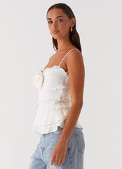 Wilde Linen Rose Top - White