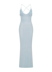 Zara Rose Crochet Maxi Dress - Blue