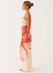 Bad News Mesh Maxi Dress - Yellow Floral