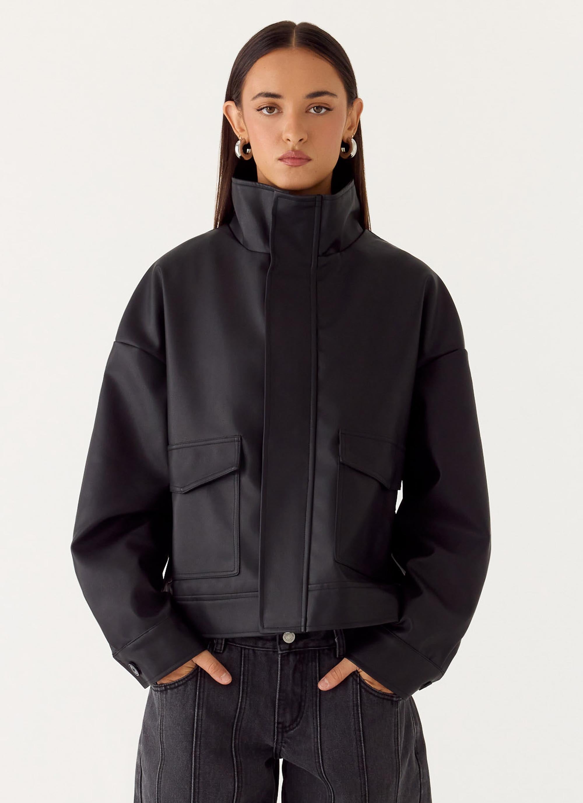 James PU Bomber Jacket - Black