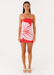 Kader Strapless Knit Mini Dress - Red Floral
