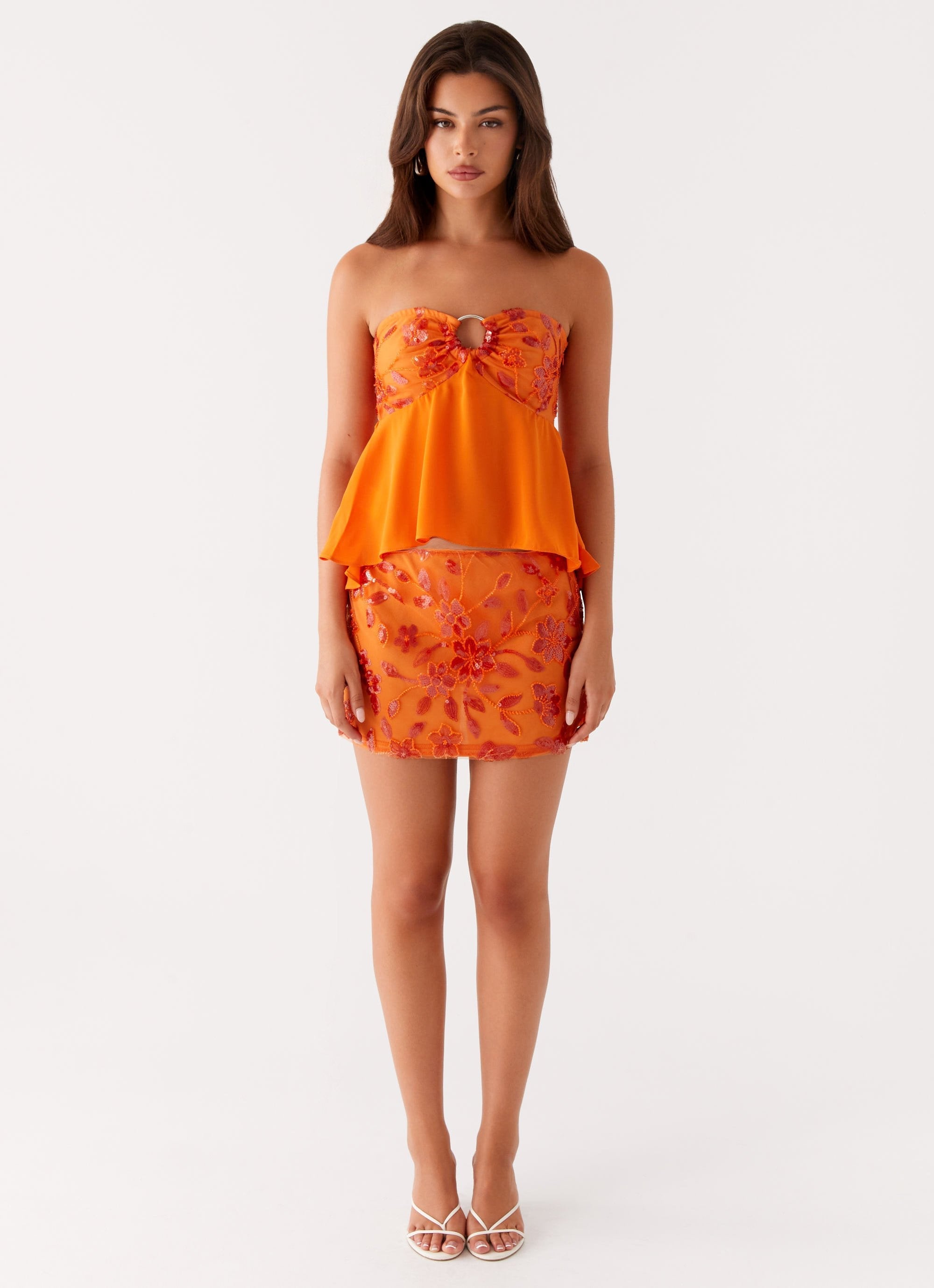Kenya Beaded Halter Top - Orange
