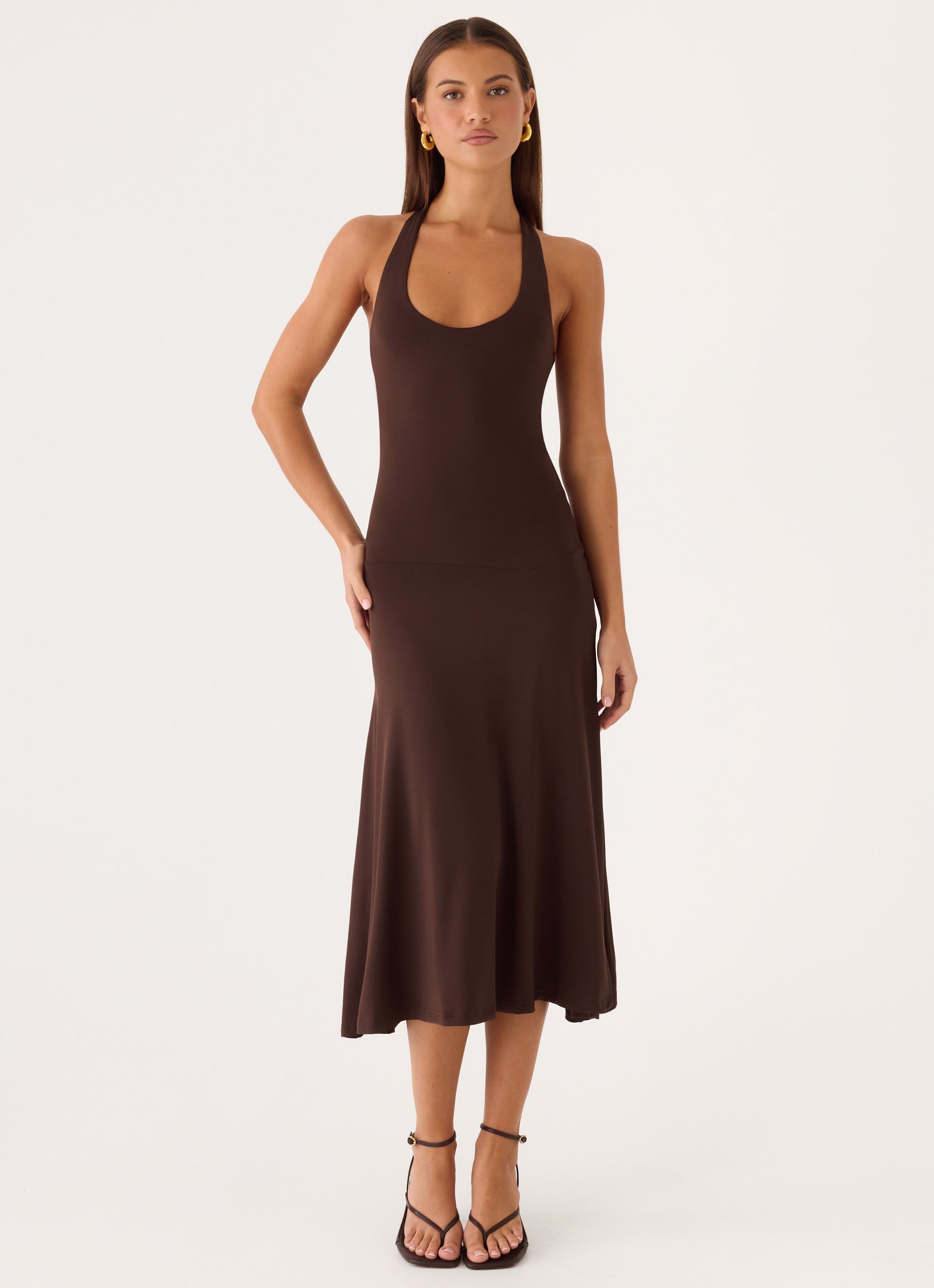 Klyne Midi Dress - Chocolate