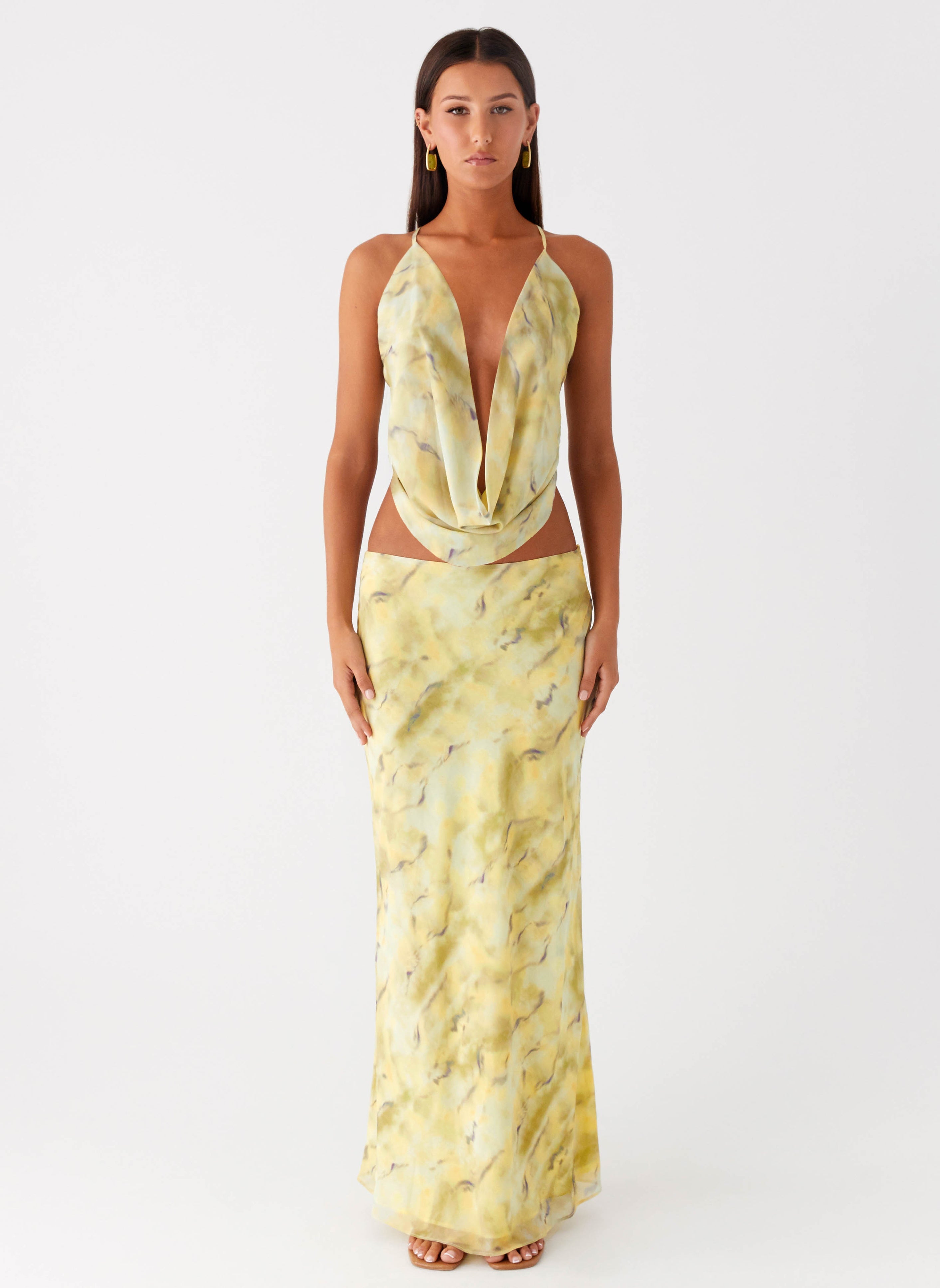 Kylo Cowl Top - Yellow Tie Dye