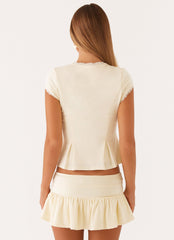 Landon Button Up Top - Lemon